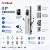Estación de Carga para Vehículos Eléctricos AMPPAL de 7KW, 14KW, 22KW, 44KW, de Suelo, con Dos Pistolas de Carga y Sistema OCPP POS