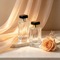 Flacons de parfum en verre transparent rectangulaires de luxe de haute qualité 100 ml 80 ml avec couvercle pour emballage de parfum, boîte cadeau