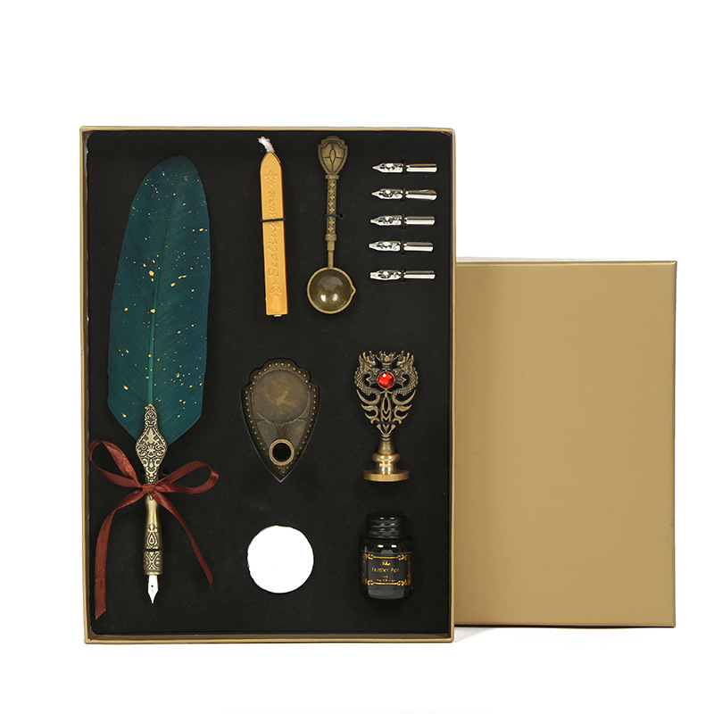 Перьевая ручка BECODE в винтажном стиле, роскошная карандаш с поливальным золотым перьевым ушком, Студенческая каллиграфия, подарок на день рождения, 5 наконечников