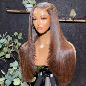 Parrucche in <span class=keywords><strong>Capelli</strong></span> Umani Lisci Marrone Cioccolato con Effetto Ombré per Donne, Densità 250, Parrucca Frontale in Pizzo HD 13x6, 100% <span class=keywords><strong>Capelli</strong></span> Umani Brasiliani - Product Image 3