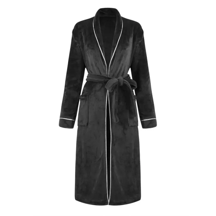 Großhandel Luxus schwarze Bade mäntel Herren und Damen Winter Fleece Bademantel Schal kragen weiche Plüsch Spa Bade mäntel mit benutzer definierten Marke