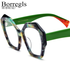 Borregls Nhiều màu Acetate kính khung phụ nữ 2025 New quá khổ lớn Mèo Mắt kính mắt kính quang học Cateye Eyewear 19359 - Product Image 1