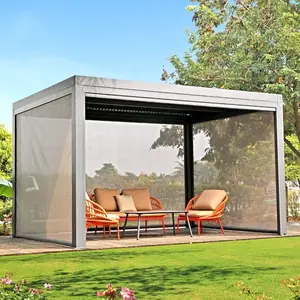 Luxury Modern Outdoor Pergola Aluminium Waterproof Louver Roof Metal Garden Pergola 3X3m 3x4m 3x5m 4x4m 5x3m 6x4m