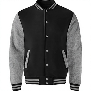 Veste universitaire classique rayée de haute qualité pour homme avec col montant, boutons, poches latérales et empiècements tissés personnalisables sur le devant - Product Image 4