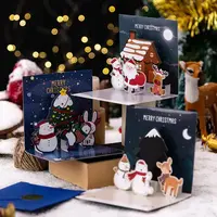 Adesivo personalizado engraçado, adesivo criativo engraçado de aniversário de feliz natal papai noel decoração 3d pop up cartões de presente