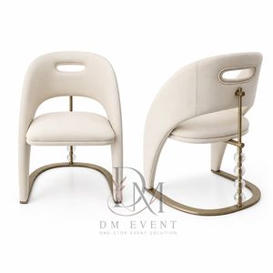 Chaise de salle à manger en acier inoxydable à dossier ouvert avec coussin blanc pour réceptions de mariage et banquets d'hôtel – Sièges commerciaux - Product Image 3