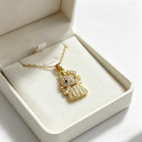 Collier pendentif mignon plaqué or 18 carats avec zircon incrusté et chaîne de perles, bijou chat de dessin animé, cadeau pour filles et femmes, usage quotidien