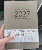 Agenda Diaria y Mensual 2027, Cuaderno de Planificación Premium de Cuero PU, Encuadernación Cosida, A5, 320 Páginas, Bloc de Notas para Regalos Corporativos