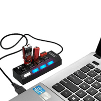 Répartiteur de concentrateur USB 2.0 à 7 ports avec interrupteur marche/arrêt Multi USB Hab haute vitesse pour accessoires informatiques PC