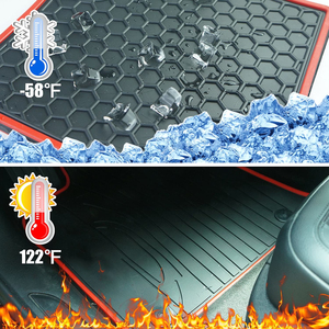 Alfombrillas de Látex para Auto, Revestimientos para Piso de 7 Asientos, Alfombrillas de Goma Resistentes de Lujo, Alfombra Personalizada para Vehículo, Inodora, Negra y Roja, para Todo Clima - Product Image 6