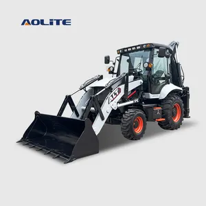 AOLITE BL90-25 Cina 4x4 roda drive backhoe ekskavator loader alt efisien hemat biaya roda ujung depan pemuat belakang