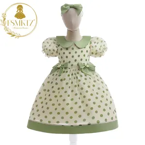 FSMKTZ Children's Boutique Girl Outfit Printing Flower Dress With Hairband Wholesale Kids Clothes 4-7years