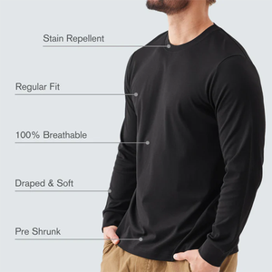 定制高级防水防污长袖T恤防油污男士休闲工作柔软棉莫代尔混纺衬衫 - Product Image 4