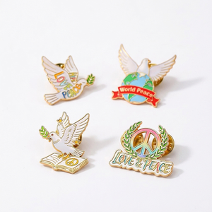 Broche de aleación de zinc con esmalte suave y efecto de goteo de aceite, con diseño de paloma de la paz, rama de olivo y globo terráqueo, temática de paz mundial y antien guerra, accesorio de ropa - Product Image 1