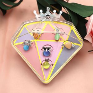 6 pièces/ensemble enfants <span class=keywords><strong>licorne</strong></span> strass fruits anneaux pour filles réglable enfants bague boîte bijoux cadeau - Product Image 4