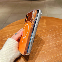 Coque de téléphone magnétique transparente personnalisée avec logo et boîte pour iPhone 18 17 16 15 Pro Max, compatible charge sans fil, antichoc, protection arrière transparente