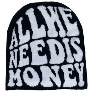 Bonnets personnalisés pour l'argent nécessaire Bonnet d'hiver en jacquard tricoté avec logo partout
