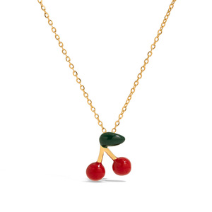 Cherry Pendant Stainless Steel Necklace Gold Chain Fruit Charm Jewelry For Women Gift Accessory - Product Image 5