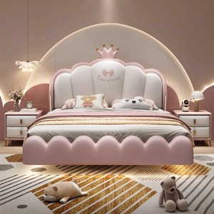 Letto per Bambini in Legno Massello Moderno e Minimalista, Design con Corona Rosa, Durevole ed Ecologico per <span class=keywords><strong>Camerette</strong></span> Femminili - Product Image 3
