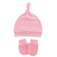 Gorro de algodón liso para bebé, gorro con guantes para recién nacido, regalo para niña, sombrero para bebé, accesorios para niño pequeño