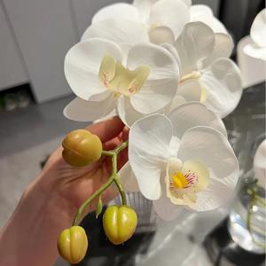 Orchidées blanches, 9 tiges <span class=keywords><strong>d</strong></span>'orchidées, fleurs artificielles, toucher réel, latex, branches <span class=keywords><strong>d</strong></span>'orchidées Phalaenopsis artificielles pour la <span class=keywords><strong>d</strong></span>écoration de table - Product Image 4