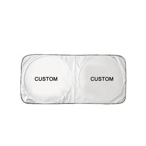 Yy518 Custom Printing Foldable Front Windshield Polyester Uv Pe Bubble <b>Sun</b> <b>Shades</b> Auto Cheap Double Circle Car Sunshade Logo - Product Image 1