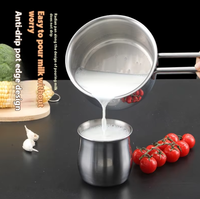 Mini Yukihira 14cm Pots à soupe/lait à service unique Taille 24cm Gaz 304/316SS Acier Induction Sûr Poignée en acier inoxydable Verre Métal