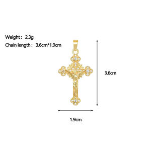 [Pendentif en cuivre véritable or] <span class=keywords><strong>Croix</strong></span> <span class=keywords><strong>de</strong></span> Jésus, prière, <span class=keywords><strong>croix</strong></span> religieuse, bijoux faits main transfrontaliers, micro-incrustation <span class=keywords><strong>de</strong></span> zirconium assortie - Product Image 6