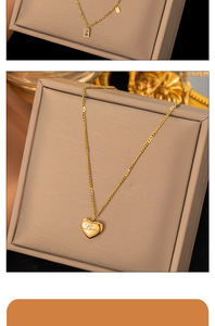 Collier en acier inoxydable plaqué or 18 carats pour femme Haomi, chaîne de clavicule en acier titane, pendentif tendance de style européen et américain - Product Image 5