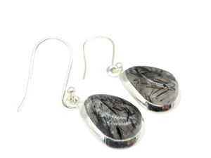Pendientes Bohemios de Rutilo Negro, Piedra Preciosa Natural, Plata de Ley 925, Joyería Hecha a Mano, Pendientes de Estilo Étnico Tribal Vintage para Mujer - Product Image 2