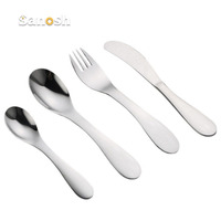 SANOSH Ensemble de couverts pour enfants sans BPA, 4 pièces, cuillère et fourchette en acier inoxydable 304, couteau, cuillère, fourchette, passe au lave-vaisselle, pour bébé