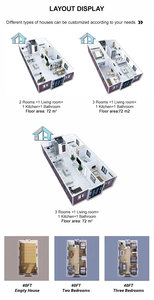 Installazione rapida di 72 m2 40ft 2-6 camere da letto casa del contenitore vivente pieghevole prefabbricato espandibile fatto di pannello Sandwich - Product Image 5