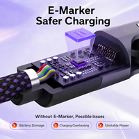 Câble USB C vers USB C SIKAI 240W 5A PD 3.1 Double 540 °   Câble de charge rapide tressé en nylon rotatif avec E-Marker pour téléphone de jeu