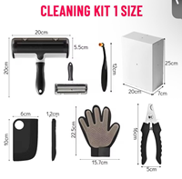 Kit professionnel 5 pièces pour toilettage d'animaux – Brosse auto-nettoyante multifonctionnelle, coupe-ongles, grattoir, gant anti-poils