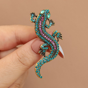 Sang Trọng Đầy Màu Sắc Động Vật Trâm Chất Lượng Cao Thiết Kế Hợp Kim Tuyệt Đẹp Đầy Đủ Rhinestone Thằn Lằn Trâm Cài Pin Cho Nam Giới - Product Image 5