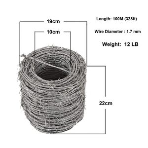 Alambre de Púas Moefuffir de 328 pies, Calibre 15, Alambre de Cerca de 4 Puntas, Acero Aleado, Plateado Pulido - Product Image 3