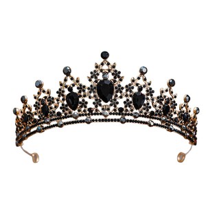 Bestseller Kronen-Brautkopfschmuck Hochwertige Legierung Vintage Schwarze Krone Prinzessin Geburtstag Hochzeit Tiara Krone Haarband - Product Image 5