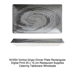 Assiette rectangulaire M1934 Vortice Grigio, impression numérique, 25 x 15 cm, fournitures de restaurant, vaisselle de traiteur, vente en gros - Product Image 2