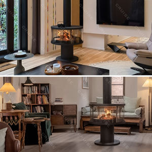 CRUISE Four <span class=keywords><strong>fermé</strong></span> Chauffage domestique Cheminée suspendue murale Rotation libre à 360 ° Poêle à bois 82cm Cheminée suspendue - Product Image 3