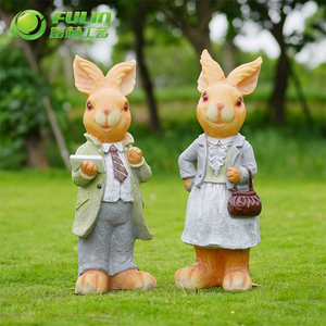 Buiten decoratie van hars, grappige Peter Rabbit cartoon figuur, tuin dieren sculptuur voor boerderij, park en landschapsdecoratie - Product Image 5