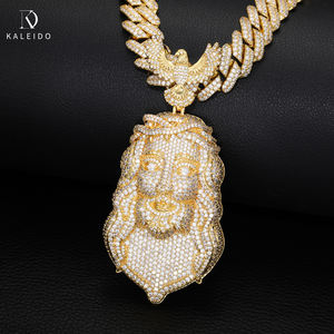 จี้พระเยซูรูปนกอินทรีประดับเพชรซิคอนเต็มตัว ชุบทอง 18K  แบบกำหนดสีได้  สำหรับผู้ชาย - Product Image 3