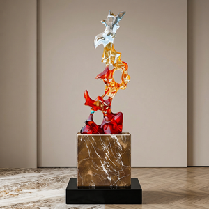 Grande sculpture en résine transparente, cristal, pour hall d'hôtel, décoration artisanale intérieure, cadeau, ornement en cristal platine - Product Image 1