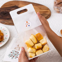 Pochette personnalisée en plastique transparente à fond plat carré en plastique transparent étanche alimentaire collation écrou pochette à fermeture éclair avec poignée