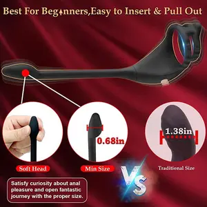 Đôi Cock Ring và hậu môn cắm và tuyến tiền liệt Massager thoải mái mặc với yên tĩnh rung động, từ xa Vibrator cho người lớn