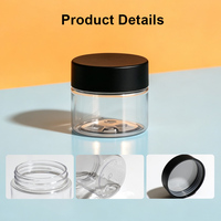 Pot en plastique PET transparent en gros avec bouchon de sécurité enfant CR, vide, pour l'emballage de compléments alimentaires, cosmétiques et épices