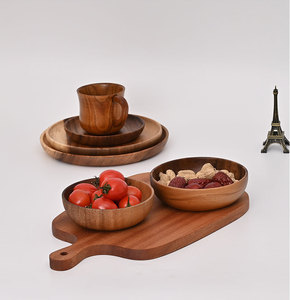 Piatti rotondi di legno vassoi per servire in legno per la colazione occidentale ristorante piatti per Dessert - Product Image 5