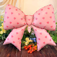 Nouveauté : Ballons en aluminium mats rose crème et rouge de 38 pouces avec nœud papillon et pois en forme de cœur pour la décoration de fête de bébé, accessoires photo pour filles