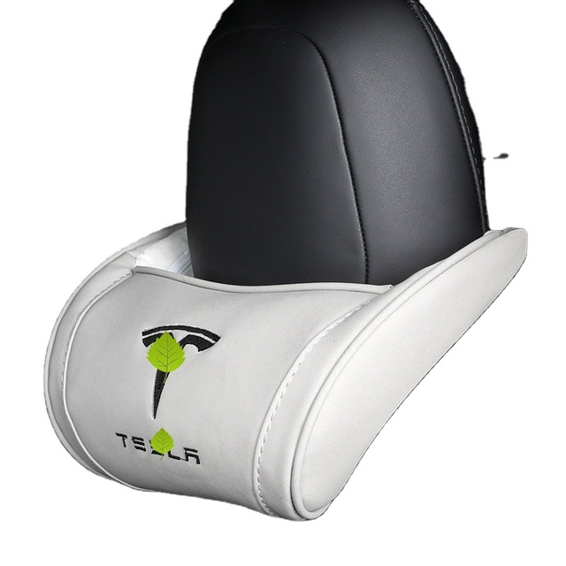 Accessories for Tesla Model 3 S X Car Memory Cotton Headrest Neck Pillow PU Leather Head Support Cushion Exclusive Use Headrest