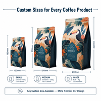 Bolsas de Café con Fondo Cuadrado y Logotipo Personalizado, Material de Grado Alimenticio, Acabado Mate, Cierre Desprendible, Válvula de Aire Unidireccional para Granos