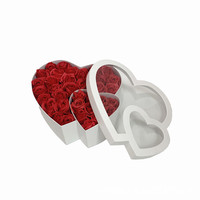Dubbele Hartvormige Bloemenbox met Transparant Venster Fruit Cadeaubox Moederdag Valentijnsdag Cadeaubox